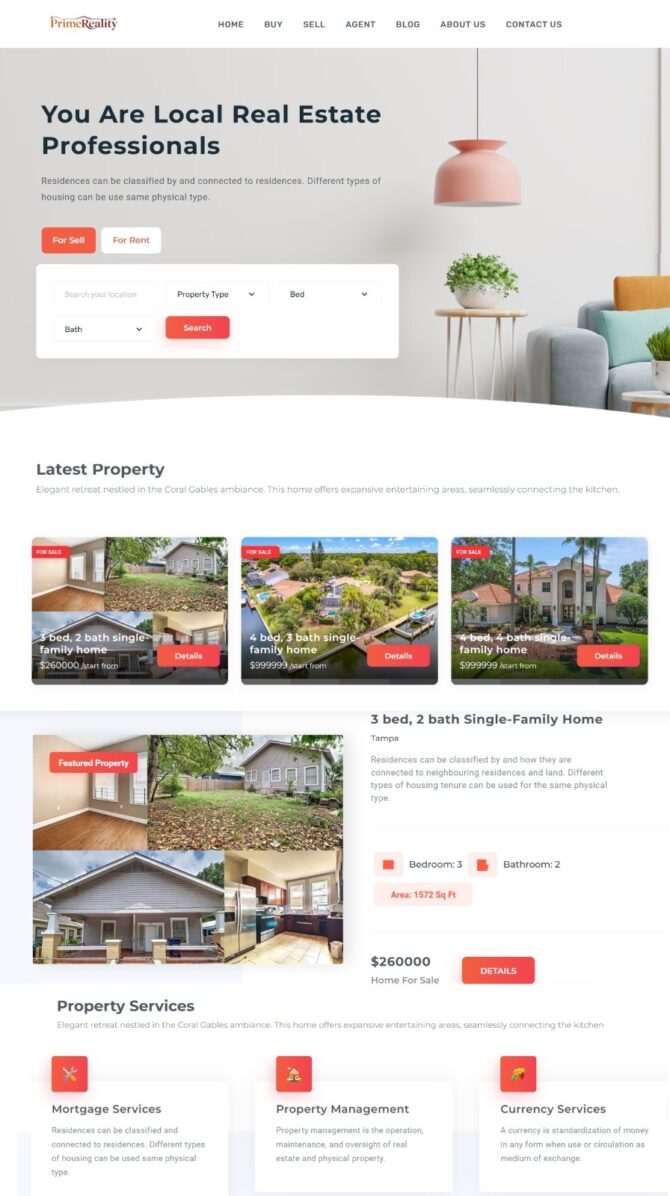 Prime Realty – Real Estate listing Website